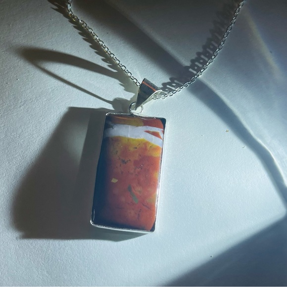 New Artisan Handmade Natural Mookaite 925 Sterling Silver Rectangular Necklace - Picture 12 of 16